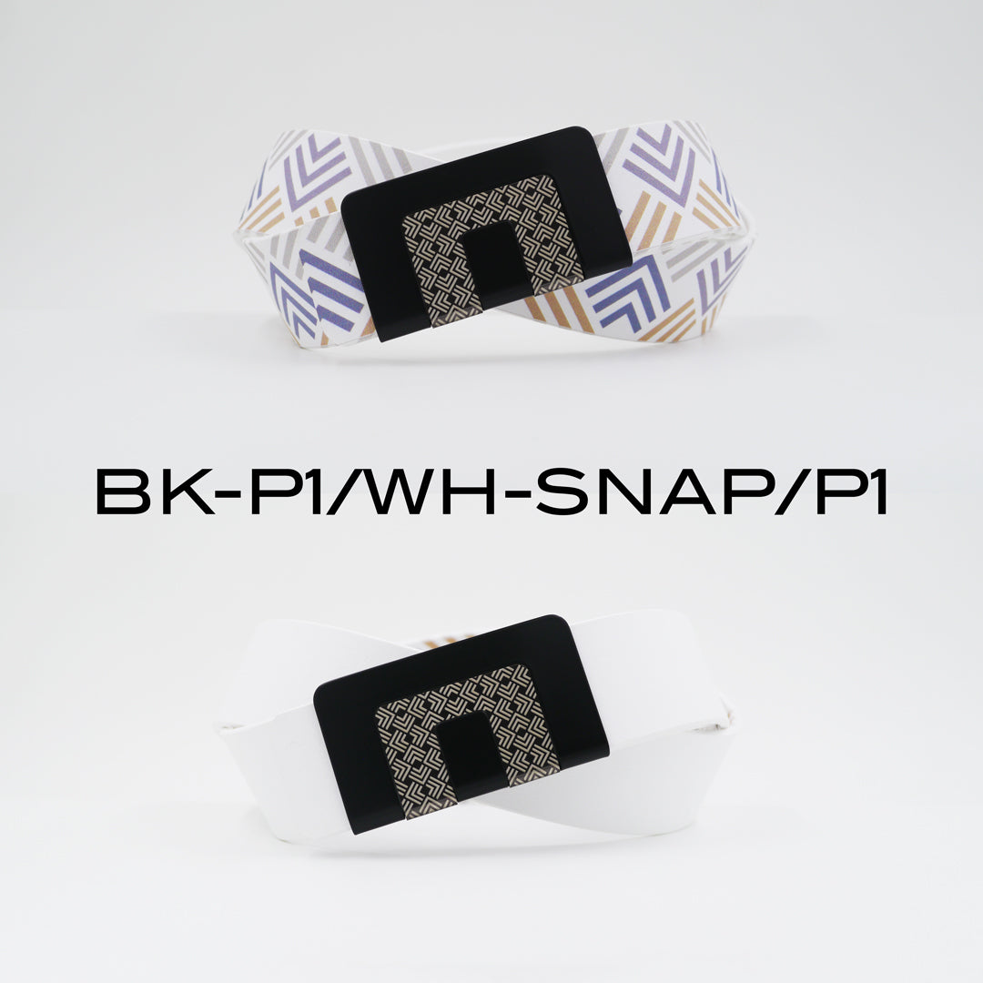 MIN BELT - BLACK BUCKLE, WHITE P1 STRAP